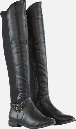 XY London Womens XY London Womens/Ladies Bella Zip Elasticated Flat Thigh-High Boots - Black - Size: 7