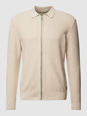 Tom Tailor Strickjacke mit Polokragen in Beige Melange, Gr&ouml;&szlig;e XL