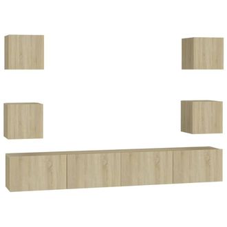 Berkfield Home 6 Piece TV Cabinet Set Sonoma Oak Engineered Wood in Light Tan