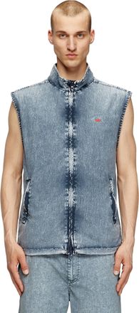 Diesel Vest in recycled nylon taslan - Jackets - Man - Blue
