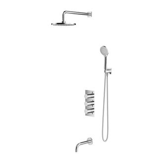 Omnires Omnires Y - Conjunto De Ducha Con Termostato Empotrado Para Ba&ntilde;era, Con Cuerpo, Di&aacute;metro 25 Cm, 5 Chorros, Cromo Sysys02xcr