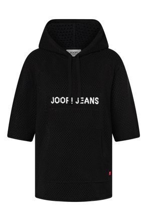 Joop Kapuzenpullover JOOP JEANS Kapuli, Damen, Gr. XS, schwarz, Strick, Obermaterial: 72% Viskose, 28% Polyester, oversize normal, Pullover Kapuzenpullover