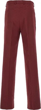 Gucci Mens Bordeaux Straight Pants With Gg Motif Cotton Trousers