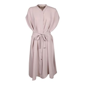 Herno Kleedjes, Dames, Beige, L, Polyester, Belted Midi Dress