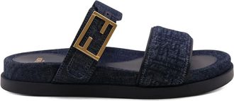 Fendi buckle-strap sandals - women - Cotton/Polyester/Fabric/Rubber - 36.5 - Blue