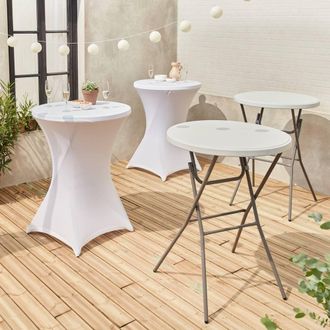 Sweeek Pair Of Foldable High Tables With Protective Covers in White