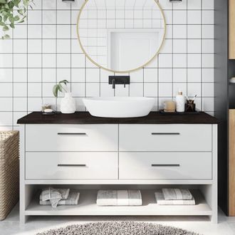 vidaXL Encimera De Ba&ntilde;o Madera Tratada Marr&oacute;n Oscuro 160x60x(2-4) Cm Vidaxl
