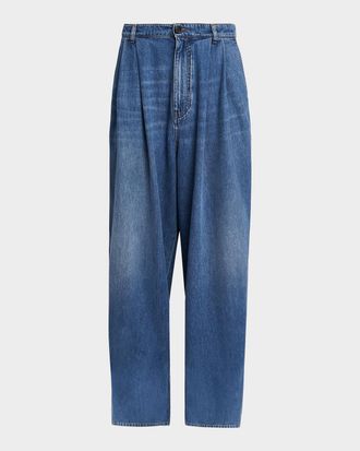 Marni Pleated-Front High-Rise Wide-Leg Jeans