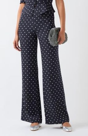 L.k. Bennett Elsie Polka Dot Flare Pants in Navy Cream at Nordstrom Rack, Size 10 Us / 14 Uk