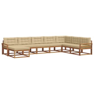 vidaXL Conjunto De Sof&aacute;s De Exterior Con Coj&iacute;n 8 Pcs Natural Y Beige Vidaxl