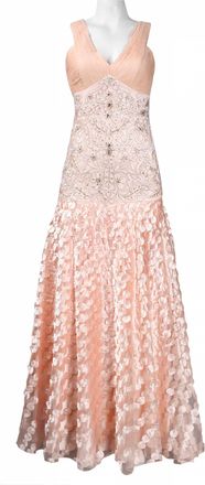 Sue Wong Embellished & Applique Detail A-Line Gown In Oyster