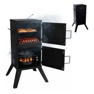 Relaxdays Relaxdays Ahumador Carne/pescado, 2 Niveles, Term&oacute;metro, Carb&oacute;n, 108,5x57x56 Cm, Acero, Smoker, Negro
