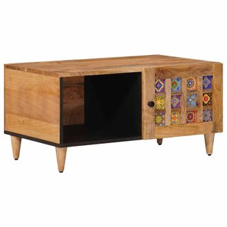 vidaXL Mesa De Caf&eacute; Natural 80 X 50 X 40 Cm Madera De Mango Maciza Vidaxl