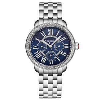 St&uuml;hrling Womens Sonata 4081 Ladies 38mm - Blue Stainless Steel - One Size