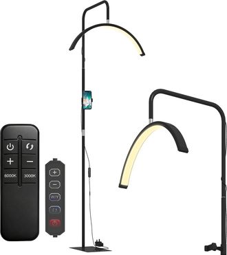 OEM L&aacute;mpara Pesta&ntilde;as Media Luna Con Cabeza Giratoria 350&deg; 7 Temperaturas De Color Brillo Ajustable Soporte Para Tel&eacute;fono