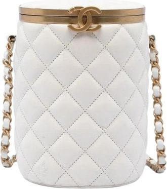 Chanel Pre-owned Quilted Lambskin Crossbody Bag - Dames - Vintage Tas - Wit - ONE Size - Leer - Vintage