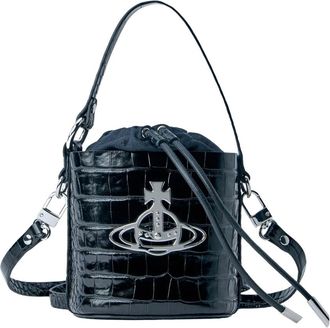 Vivienne Westwood Daisy Drawstring Bucket Bag - Dames - Schoudertassen - Zwart - ONE Size - Leer - Tassen