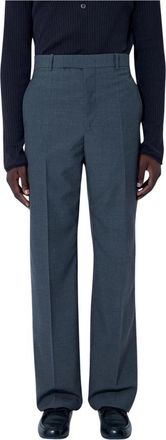 Jil Sander Tailored Wool-Blend Broeken - Heren - Straight fit broeken - Grijs - L - Wol - Broeken