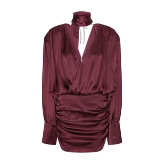 Rotate ROTATE Birger Christensen, Party Dresses, female, Purple, Size: S Zinfandel Silk Dress