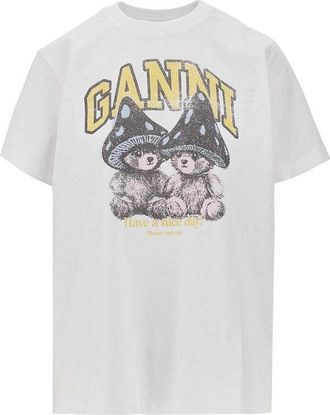 Ganni Mushroom Teddy print T-shirt Woman XS