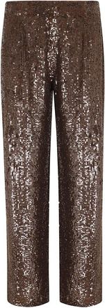 P.A.R.O.S.H. Full Sequins Broeken - Dames - Wijde Broeken - Bruin - XS - Pailletten - Broeken