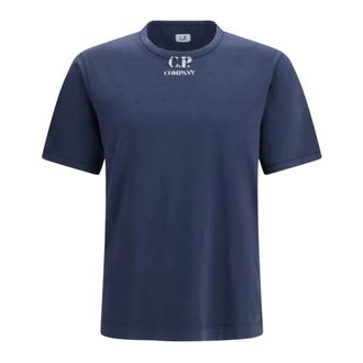C.P. Company C.p. Company, Tops, Heren, Blauw, XL, Katoen, Jersey T-shirt met korte mouwen