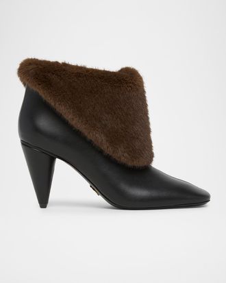Stella McCartney 80MM Faux-Fur Cuff Ankle Boots