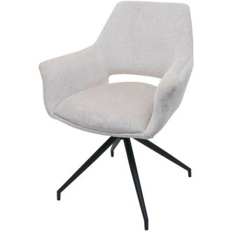 Hhg Hhg - Nunca Usado] Silla De Comedor 745, Silla De Cocina Silla Tapizada Con Reposabrazos, Posici&oacute;n Auto Giratoria, Tela Met&aacute;lica Mvg, Crema-blanco