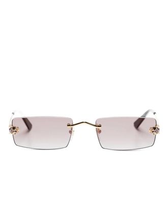 Cartier Panther rectangle-frame sunglasses - unisex - Metal - 55 - Gold