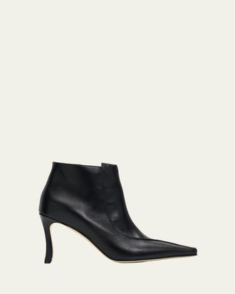 Manolo Blahnik 90mm Milleta Leather Ankle Boots