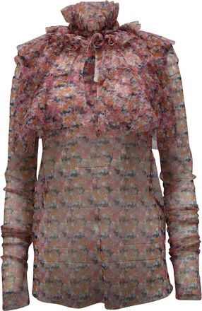 Philosophy di Lorenzo Serafini Philosophy di Lorenzo Serafini Printed Ruffle Collar Blouse in Multicolor Silk