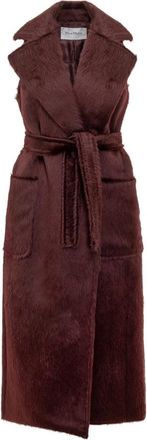Max Mara Lange Wollen Vest - Dames - Bodywarmers - Rood - 2XS - Wol - Jassen