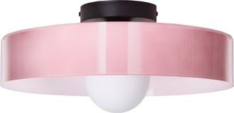 Beliani L&aacute;mpara De Techo De Vidrio Con Montaje Empotrado Y Pantalla Redonda Rosa Luguse