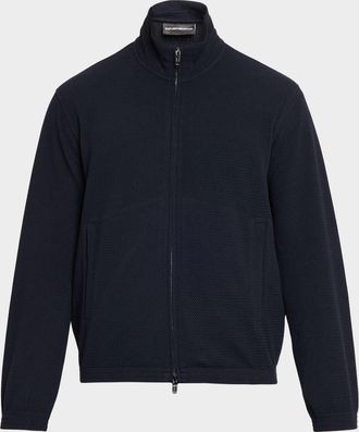 Emporio Armani Men & apos;s Textured Jersey Full-Zip Sweater