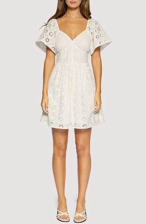 Lost + Wander Dolce Marina Broderie Anglaise Minidress in White at Nordstrom, Size X-Small