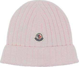 Moncler Accessoires, unisex, Roze, XS, Wol, Wollen Beanie met Logo