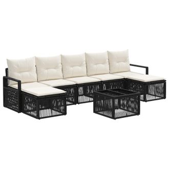 vidaXL Conjunto De Sof&aacute;s De Jard&iacute;n 8 Pcs Negro Rat&aacute;n Sint&eacute;tico Vidaxl