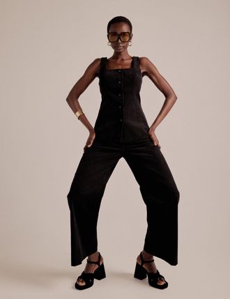 Nobody's Child NC x Lisou Black Cord Longline Tailored Waistcoat