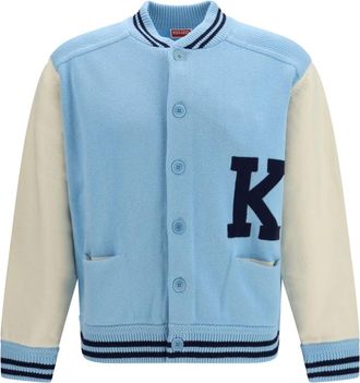 Kenzo Cardigan in Lana Varsity - - Knitwear - Uomo - Blu - L