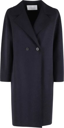 Harris Wharf London Zwarte wollen jas met afhangende schouders - Dames - Mantel - Blauw - L - Wol - Jassen