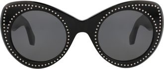 Alaia 51mm Novelty Cat Eye Sunglasses in Black Black Grey at Nordstrom Rack