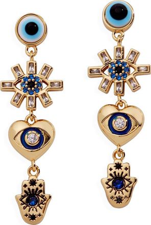 Alex and Ani Evil Eye Linear Earring in Gold Blue at Nordstrom