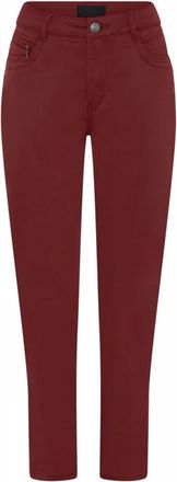 C.Ro Rode Suzanne Broek met Rits Detail - Dames - Slim Fit Broeken - Bruin - S - Katoen - Broeken