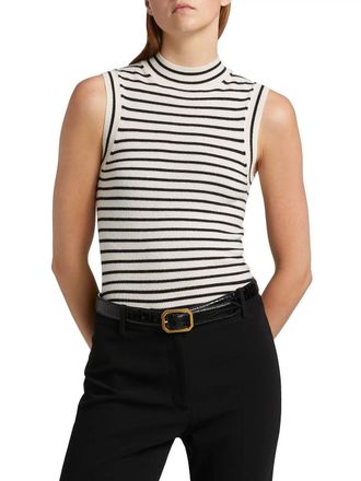 Nili Lotan Masha Sweater Vest In Ivory/black Stripe