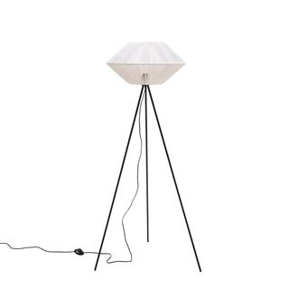 Els Banys L&aacute;mpara de pie estructura metal pantalla cuerda natural