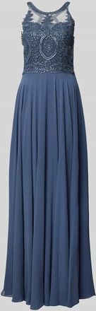 Mascara Abendkleid mit Ziersteinbesatz in Bleu, Gr&ouml;&szlig;e 32