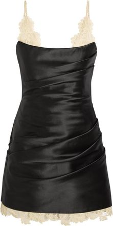 De La Vali DE LA Vali Kasai Layered-lace and Satin Mini Dress - Black - 8 (UK8 / S)