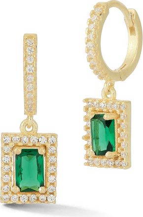 Glaze Jewelry Cubic Zirconia Drop Huggie Hoop Earrings in Gold/green at Nordstrom Rack