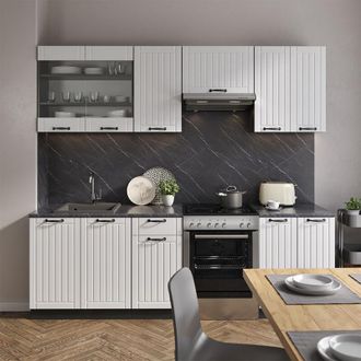 Vicco Mueble De Cocina Fame-line, Casa De Campo Blanca/antracita, 240 Cm, Et Antracita