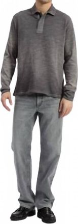 Rag & Bone Washed Flame Long Sleeve Rugby Polo In Grey